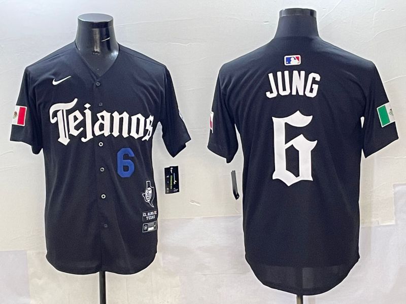 Men Texas Rangers #6 Jung Black Five generations Joint Name 2025 Nike MLB Jersey style 2